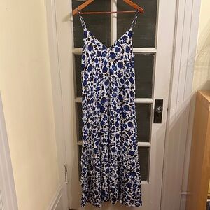 Massimo Dutti Blue and White Patterned Maxi Dress